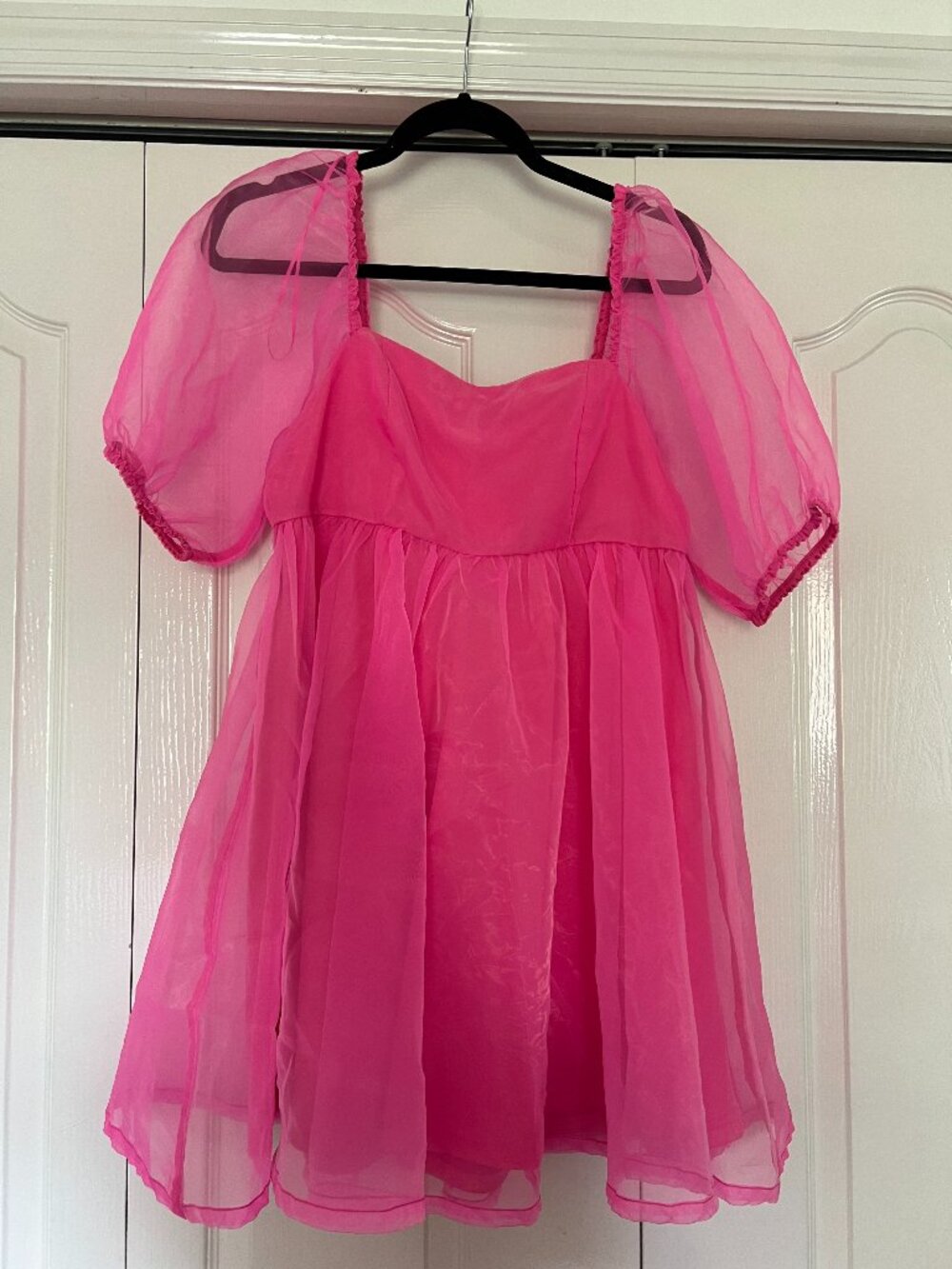 Pink Babydoll Dress with puff sleeves